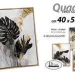 QUADRO STAMPA SU TELA Canvas LEGNO FOGLIE ORO BIANCO NERO ASSORTITI 40*50 cm