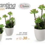 PIANTINA GRASSA PIANTA ARTIFICIALE FINTA VASO BIANCO EVENTI CASA VERDE PLAS 30CM