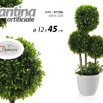 ALBERO BONSAI PIANTA ARTIFICIALE FINTA VASO BIANCO EVENTI CASA VERDE PLAST 45 cm