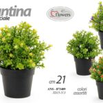 PIANTA FIORI PIANTINA ARTIFICIALE FINTA VASO EVENTI CASA VERDE COLOR ASSOR 21 cm