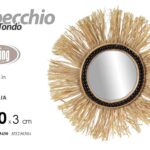 SPECCHIO DA PARETE TONDO SPECCHIERA LEGNO PAGLIA CLASSICO MODERNO 50 CM