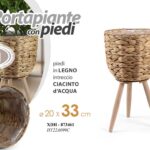 VASO PORTAPIANTA ALZATA PORTA PIANTA FIORI VIMINI PIEDI LEGNO COLONNA 33*20 cm