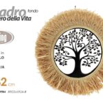 ALBERO DELLA VITA PANNELLO ARREDO DA PARETE METALLO QUADRO CORNICE PAGLIA 82 cm