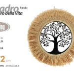 ALBERO DELLA VITA PANNELLO ARREDO DA PARETE METALLO QUADRO CORNICE PAGLIA 72 cm