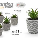 PIANTA PIANTINA FINTA CON VASO ARTIFICIALE SEGNAPOSTO TAVOLO ASSORTITA h11*8 cm