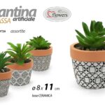 PIANTA PIANTINA GRASSA ARTIFICIALE FINTA DECORATIVA VASO CERAM EVENTI CASA 11*8