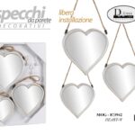 3 SPECCHI DA PARETE CUORE CLASSICO MODERNO ACRILICO SPECCHIO BIANCO 28/24/21 cm