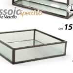VASSOIO Svuotatasche METALLO VETRO QUADRATO BASE SPECCHIO MODERNO VINTAGE 15*15