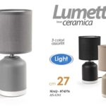 LAMPADA LUMETTO ABAT JOUR DA TAVOLO SCRIVANIA CAMERA CERAMICA COLOR ASSORT 27cm