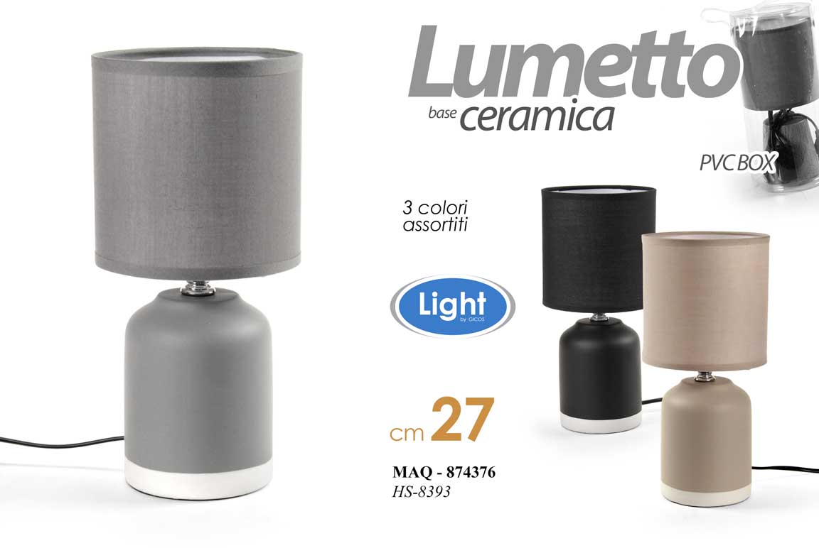 8025569874376 LAMPADA LUMETTO ABAT JOUR DA TAVOLO SCRIVANIA CAMERA CERAMICA COLOR ASSORT 27cm - immagine 1