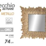 SPECCHIO DA PARETE IN METALLO QUADRATO CORNICE COLOR ORO CLASSICO MODERNO 74 CM