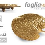 FOGLIA CENTROTAVOLA VASSOIO METALLO COLOR BRONZO ORO CLASSICO MODERNO 34*22 CM