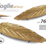 2 PZ FOGLIA CENTROTAVOLA VASSOIO METALLO COLOR ORO CLASSICO MODERNO 93/76 cm