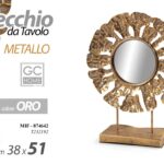 SPECCHIO DA TAVOLO METALLO COL ORO BAGNO BEAUTY TRUCCO CLASSICO MODERNO 38*h51CM