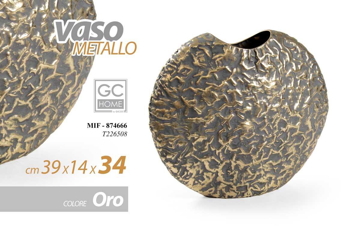8025569874666 VASO METALLO ANTICATO MARTELLATO BOTTIGLIA PORTA FIORI CLASSICO MODERNO 34*14*39 - immagine 1