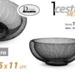 Cesto porta frutta cestino pane moderno centro tavola metallo nero 25*11 cm