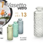 VASO FIORI VASETTO BOTTIGLIA BOMBONIERA CENTROTAVOLA VETRO COLORATO D ASS Ø6*13