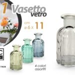 BOTTIGLIA VASO FIORI VASETTO BOMBONIERA CENTROTAVOLA VETRO COLORATO B ASS Ø6*11