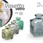 BOTTIGLIA VASO FIORI VASETTO BOMBONIERA CENTROTAVOLA VETRO COLORATO B ASS Ø7*9