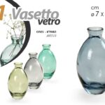 VASO VASETTO BOTTIGLIA BOMBONIERA CENTROTAVOLA MODERNO VETRO COLORATO ASS Ø7*12