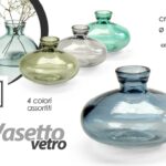 VASO VASETTO BOTTIGLIA BOMBONIERA CENTROTAVOLA MODERNO VETRO COLORATO ASS Ø9*7