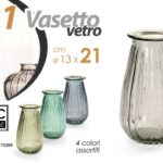 VASO FIORI VASETTO BOTTIGLIA BOMBONIERA CENTROTAVOLA VETRO RIG COLORATO ASS Ø9*7