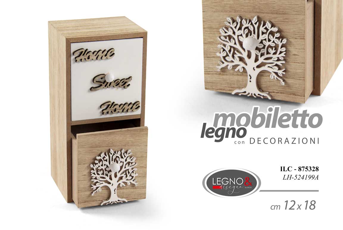 8025569875328 MOBILETTO ALBERO DELLA VITA CASSETTIERA TAVOLO COMODINO PORTA GIOIE TRUCCO 18*12 - immagine 1