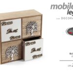 Mobiletto legno cassetti albero della vita organizer scrivania cassettiera 22 cm