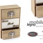 Mobiletto legno cassetti albero della vita organizer scrivania cassettiera 26 cm