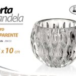 PORTACANDELA SEGNAPOSTO CENTROTAVOLA VETRO TRASPARENTE VINTAGE MODERNO Ø13*10cm