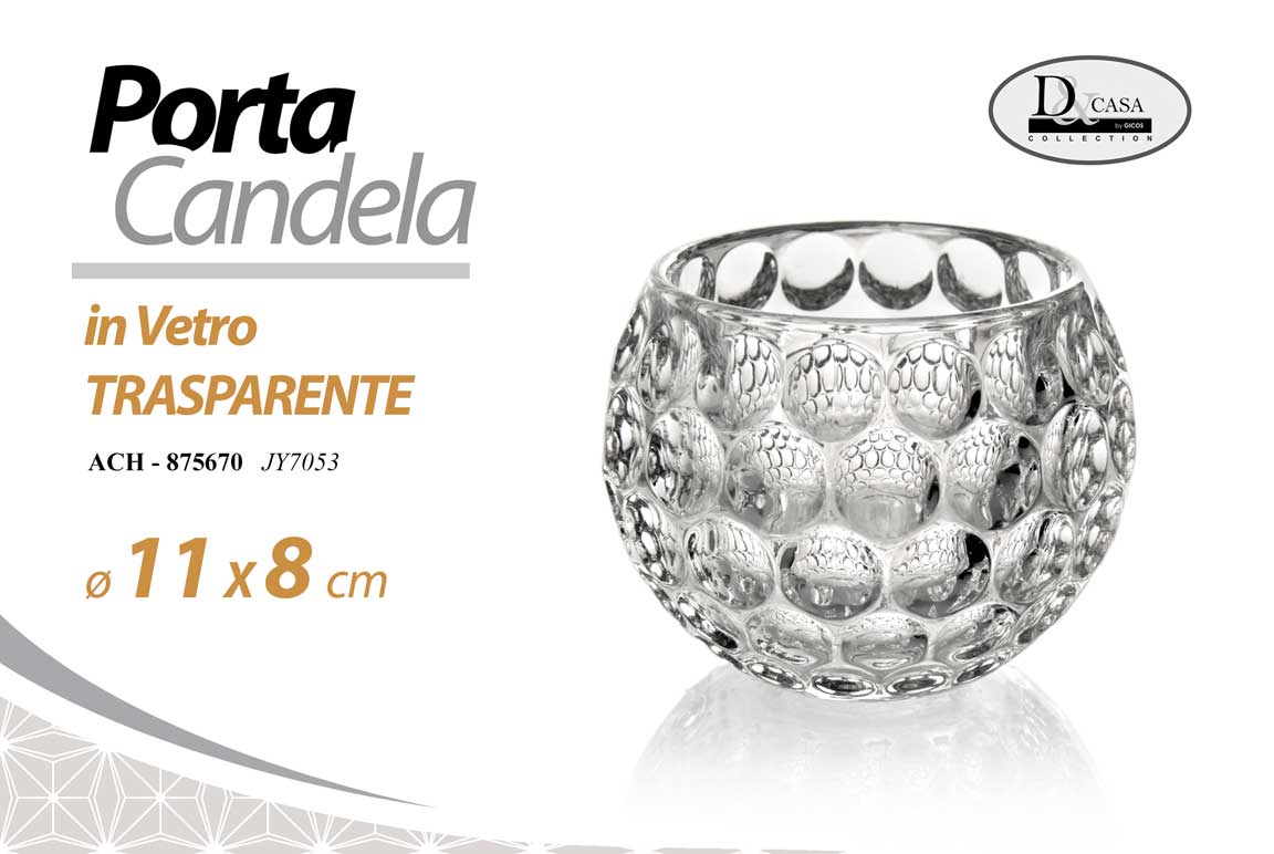 8025569875670 PORTACANDELA SEGNAPOSTO CENTROTAVOLA VETRO TRASPARENTE VINTAGE MODERNO 8*11 CM - immagine 1