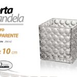 PORTACANDELA SEGNAPOSTO CENTROTAVOLA VETRO TRASPARENTE VINTAGE MODERNO 10*10 CM