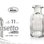 VASO VASETTO BOTTIGLIA VETRO TRASPARENTE SEGNAPOSTO TAVOLA TONDA FIORI 11*6 cm