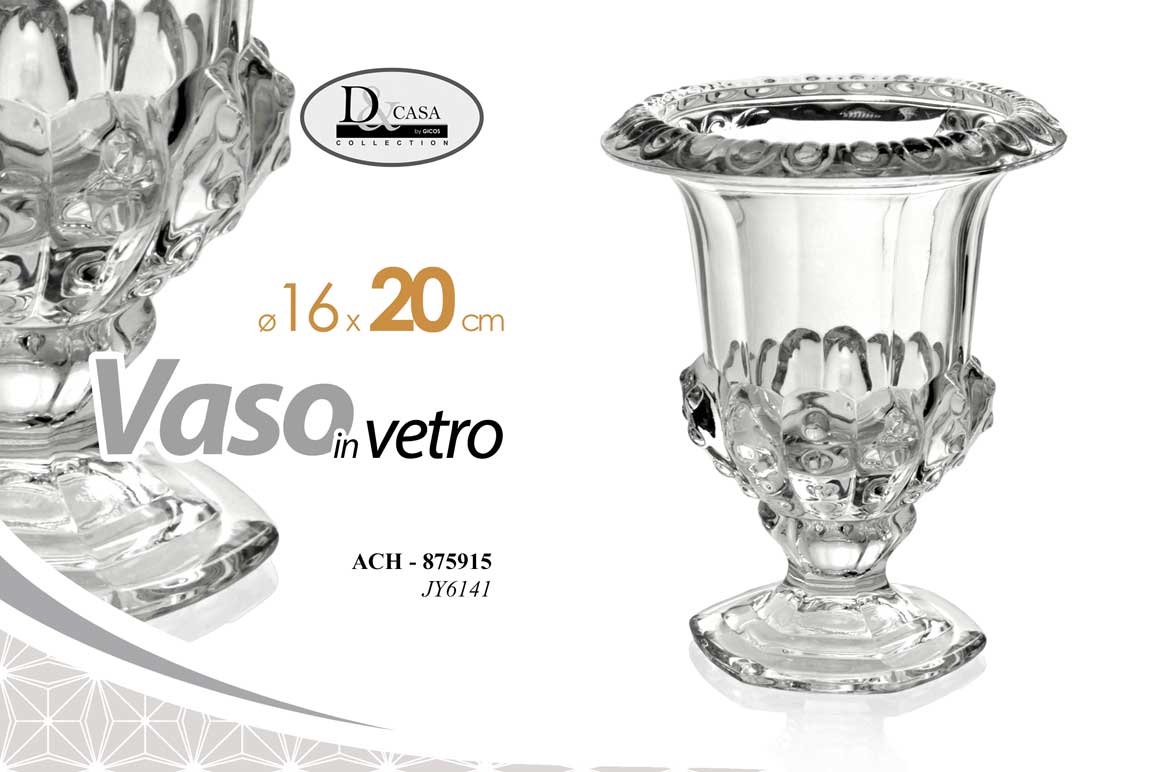 8025569875915 VASO VASETTO FIORI PIANTE CENTROTAVOLA BOMBONIERA VETRO TRASPARENTE 20*16 cm - immagine 1