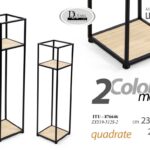 2 COLONNE PORTA PIANTA TAVOLINI METALLO QUADRATE NERO CLASSICO MODERNO h103/80cm