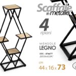 SCAFFALE PORTA OGGETTI PIANTE METALLO 4 RIPIANI LEGNO SALOTTO INGRESSO 73*44*16