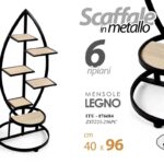 SCAFFALE PORTA OGGETTI PIANTE METALLO 6 RIPIANI LEGNO SALOTTO INGRESSO 96*40 CM