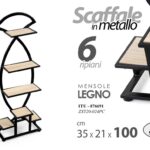 SCAFFALE PORTA OGGETTI PIANTE METALLO 6 RIPIANI LEGNO SALOTTO INGRESSO 100*35*21