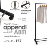 STAND APPENDIABITI RUOTE ORGANIZER VESTITI ABITI Salvaspazio NERO METALLO 157*75