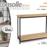CONSOLLE TAVOLO INDUSTRIALE SALOTTO ROVERE METALLO NERO MODERNO 106*35*H81CM