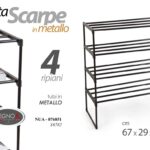 SCAFFALE PORTA SCARPE METALLO PLASTIC NERO SCARPIERA TERRA RIPIANI 67*29*h82CM