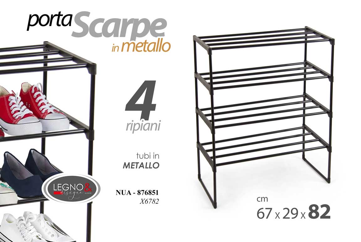 8025569876851 SCAFFALE PORTA SCARPE METALLO PLASTIC NERO SCARPIERA TERRA RIPIANI 67*29*h82CM - immagine 1