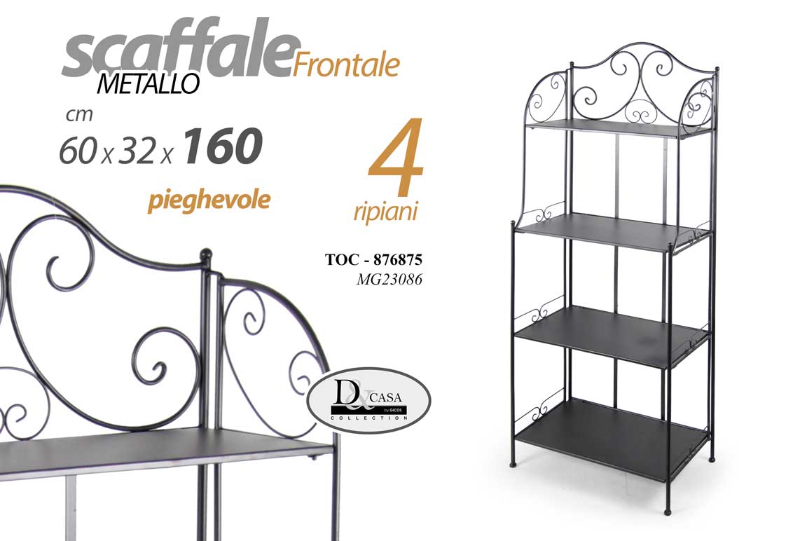 8025569876875 SCAFFALE METALLO 4 RIPIANI SALOTTO CUCINA BAGNO INGRESSO PIANTE H 160* 60*32 CM - immagine 1