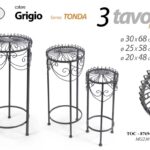 TRIS 3 TAVOLINI TAVOLINO DIVANO INGRESSO METALLO COLONNE PORTA PIANTA H68/58/48