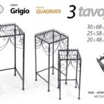 TRIS 3 TAVOLINI TAVOLINO DIVANO QUADRATI METALLO CLASSICO MODERNO H68/58/48 cm