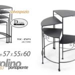 TAVOLINO SCAFFALE SCALA PORTA PIANTE FIORI TAVOLO METALLO NERO MODERNO 57*55*60