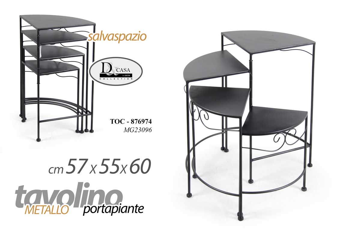 8025569876974 TAVOLINO SCAFFALE SCALA PORTA PIANTE FIORI TAVOLO METALLO NERO MODERNO 57*55*60 - immagine 1