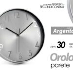 OROLOGIO PARETE SILENZIOSO GRIGIO ARGENTO CLASSICO MODERNO SALOTTO STUDIO 30cm