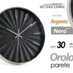 OROLOGIO DA PARETE MURO TONDO DESIGN MODERNO SILENZIOSO NERO ARGENTO D 30 cm