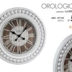 OROLOGIO DA PARETE TONDO MODERNO VINTAGE BIANCO ABS SOTTOVETRO SHABBY CHIC 50CM